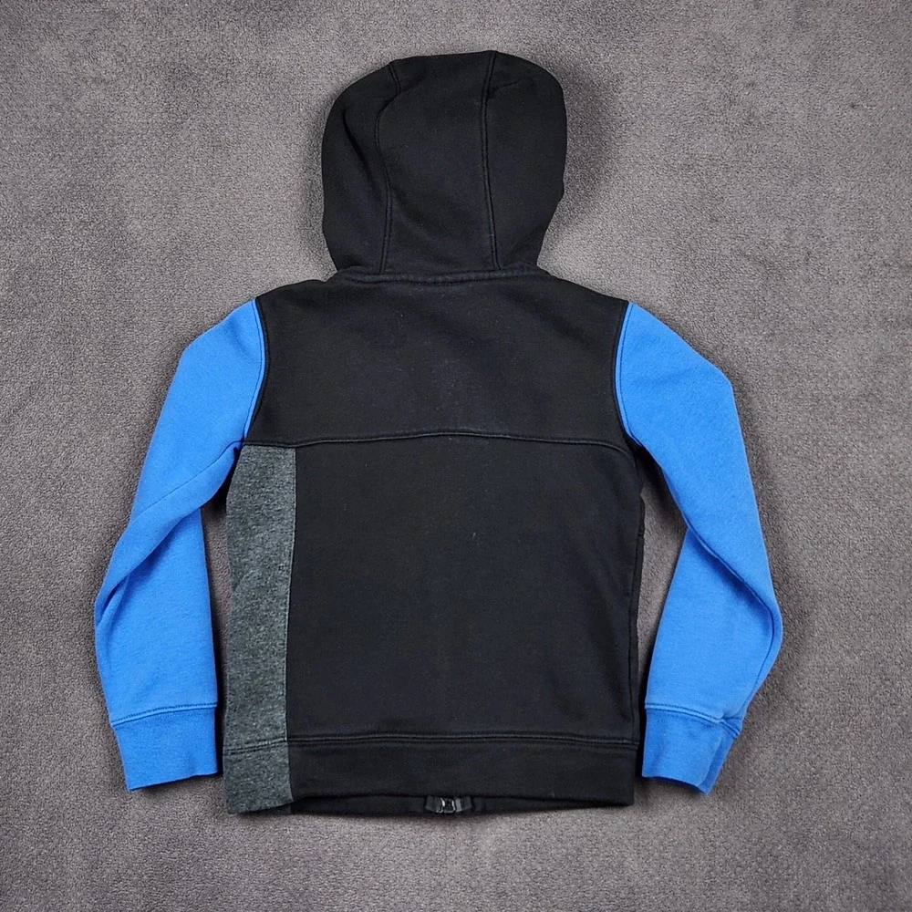 Nike Full Zip Hoodie Boys 4 XS Black Blue Gray Colorblock Graphic Swoosh